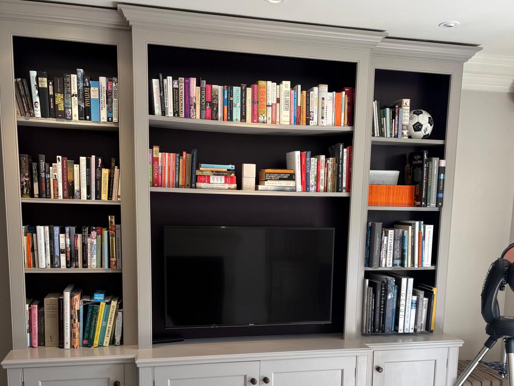 Painted  Fitted TV unit & Two Fitted Painted Units either side of a fireplace.